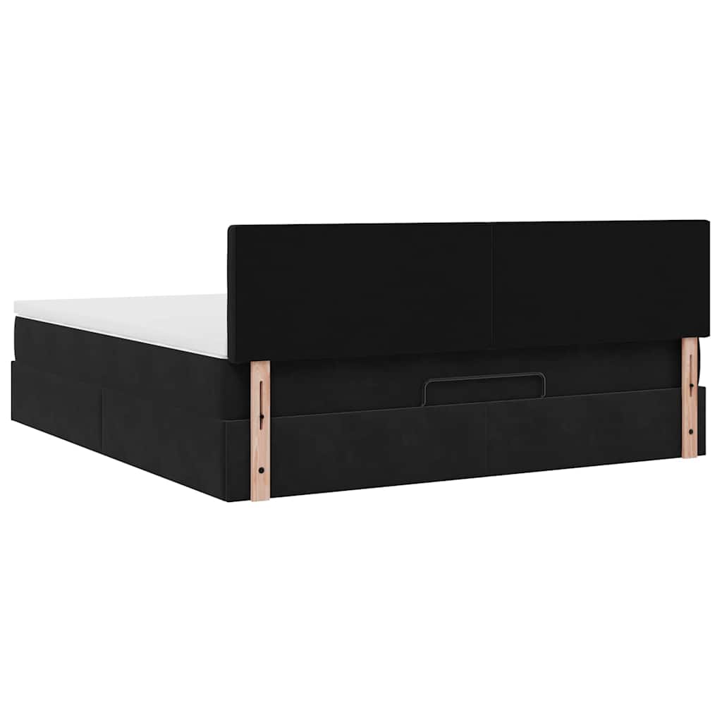vidaXL Οθωμανικό κρεβάτι με στρώμα Μαύρο 160x200cm Velvet