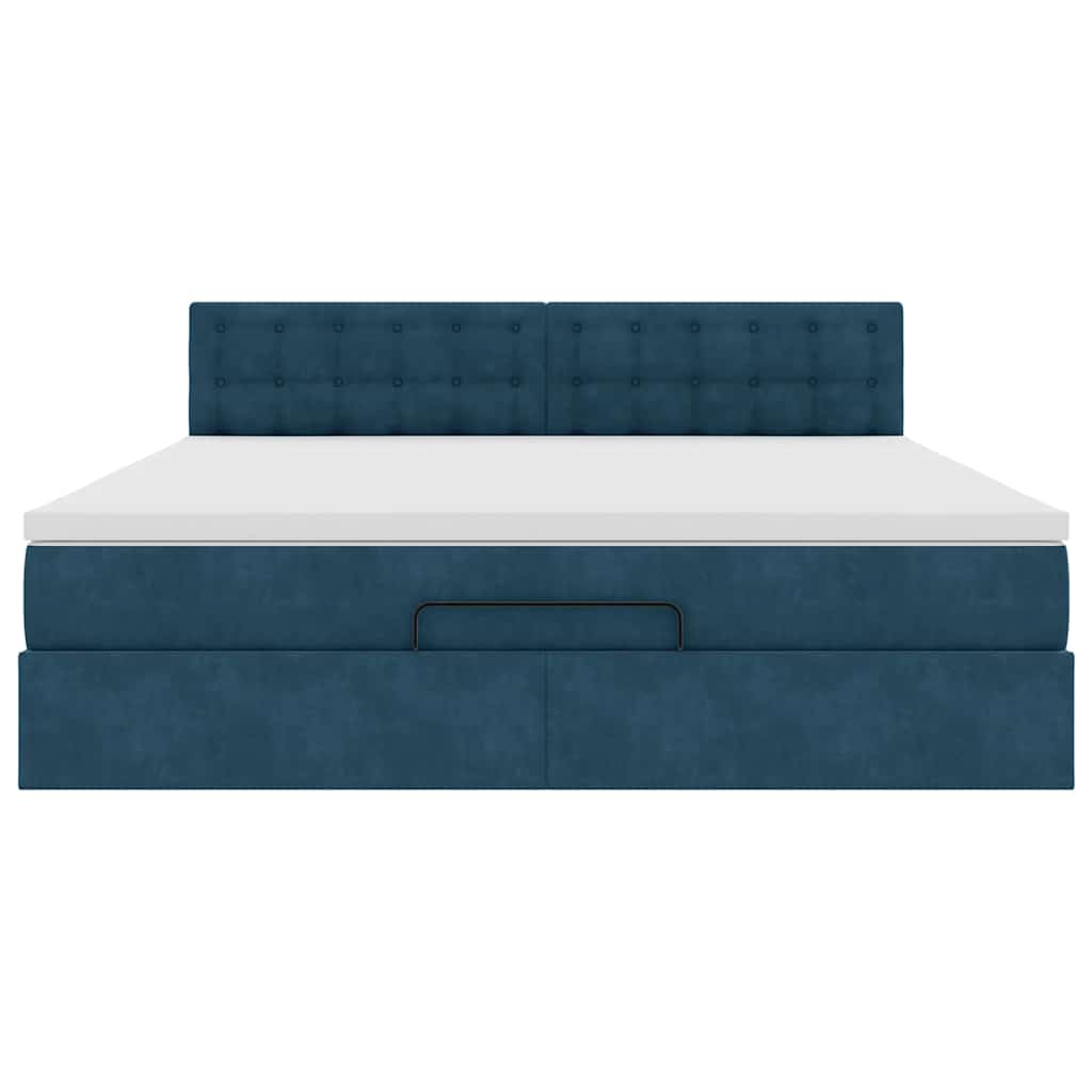 vidaXL Οθωμανικό κρεβάτι με στρώμα σκούρο μπλε 160x200cm Velvet