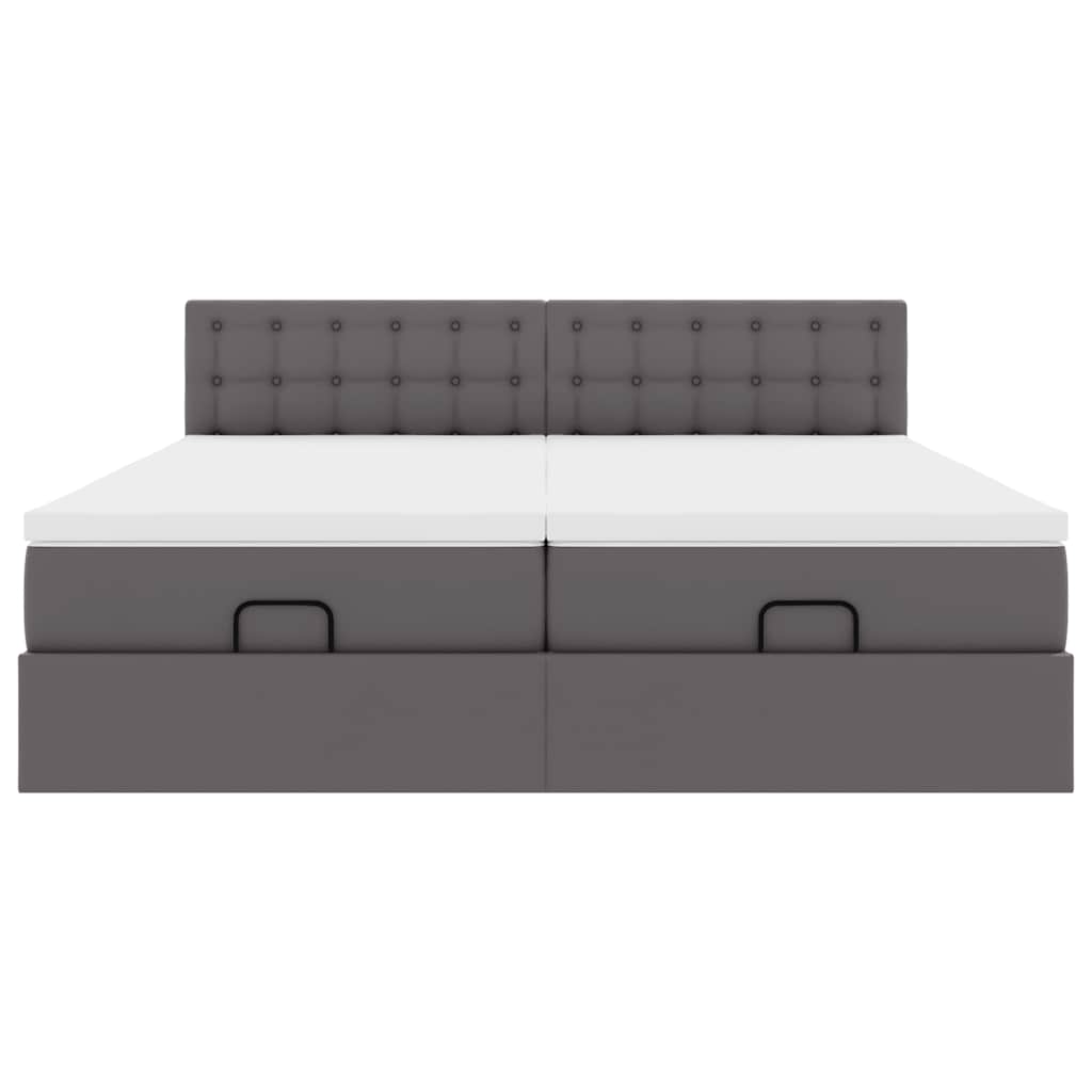 vidaXL Οθωμανικό Κρεβάτι με Στρώματα Γκρι 180x200cm Faux Leather