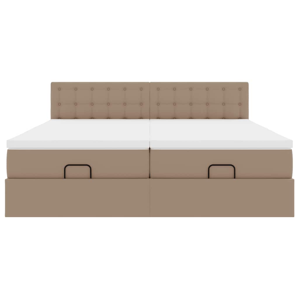 vidaXL Οθωμανικό κρεβάτι με στρώματα Cappucino 200x200cm Faux Leather