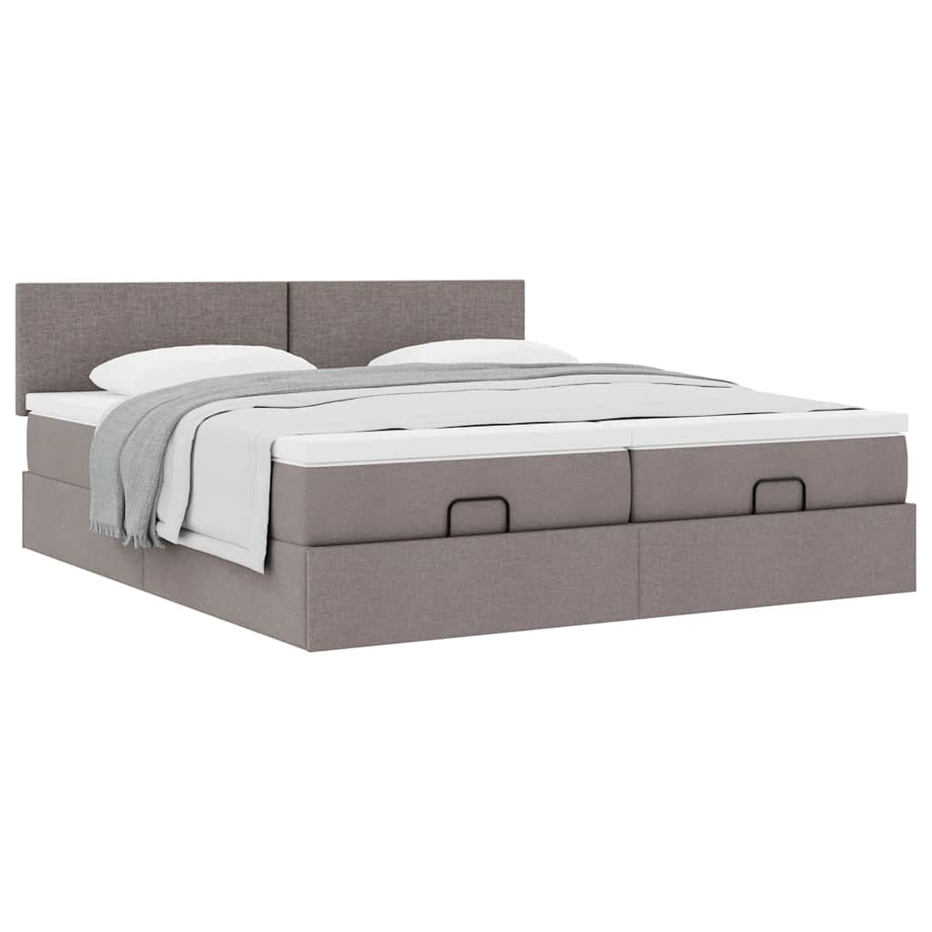 vidaXL Οθωμανικό κρεβάτι με στρώματα Taupe 180x200cm ύφασμα