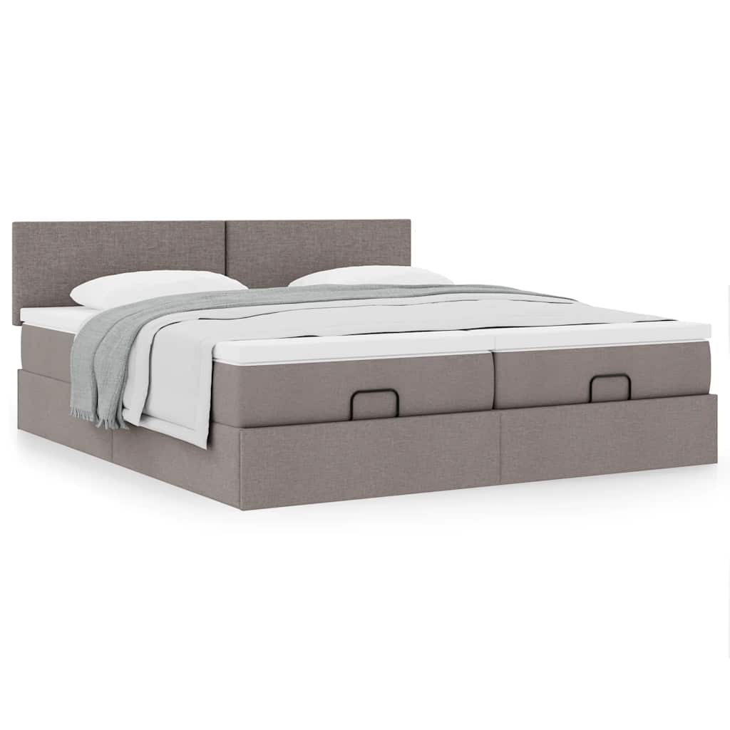 vidaXL Οθωμανικό κρεβάτι με στρώματα Taupe 200x200cm ύφασμα
