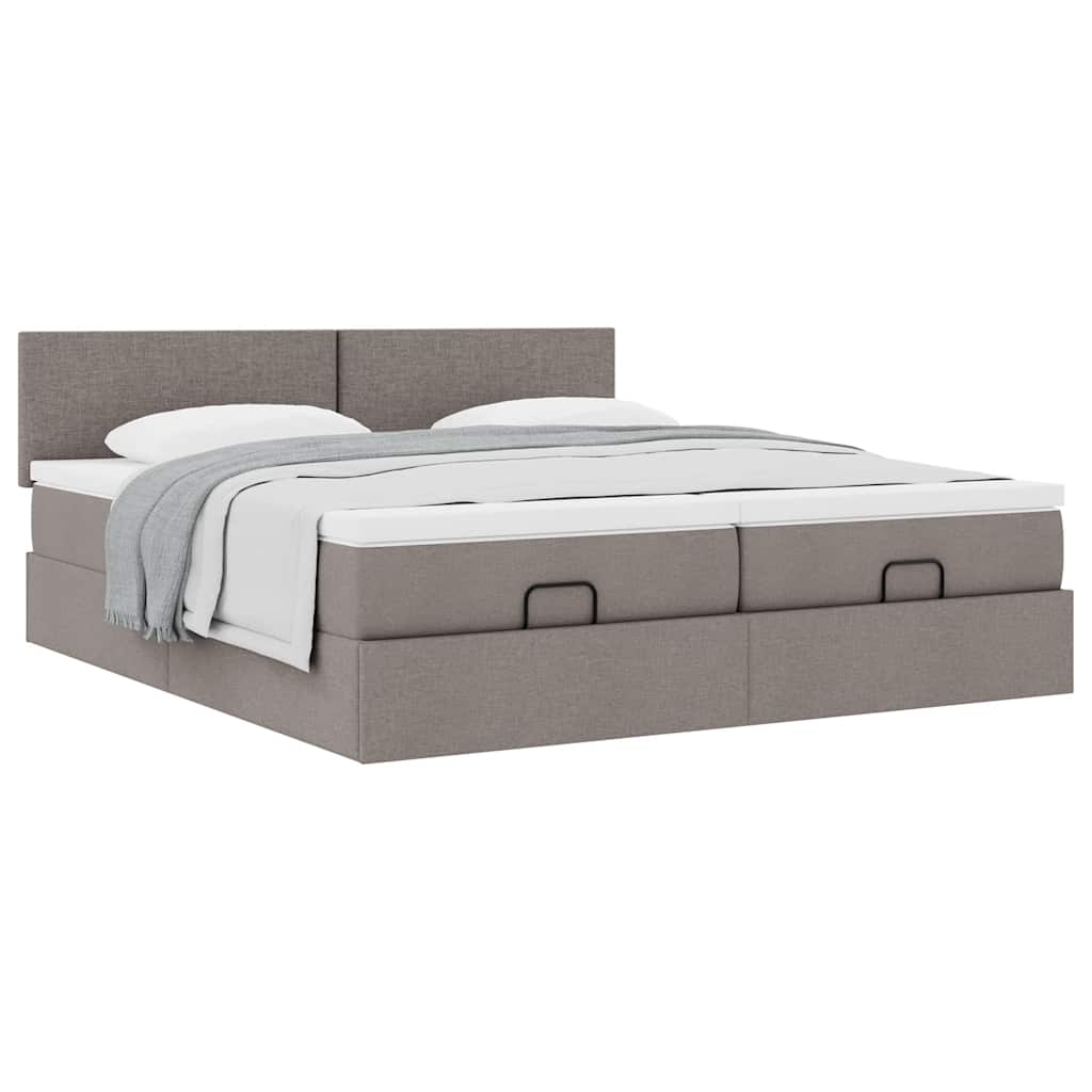 vidaXL Οθωμανικό κρεβάτι με στρώματα Taupe 200x200cm ύφασμα