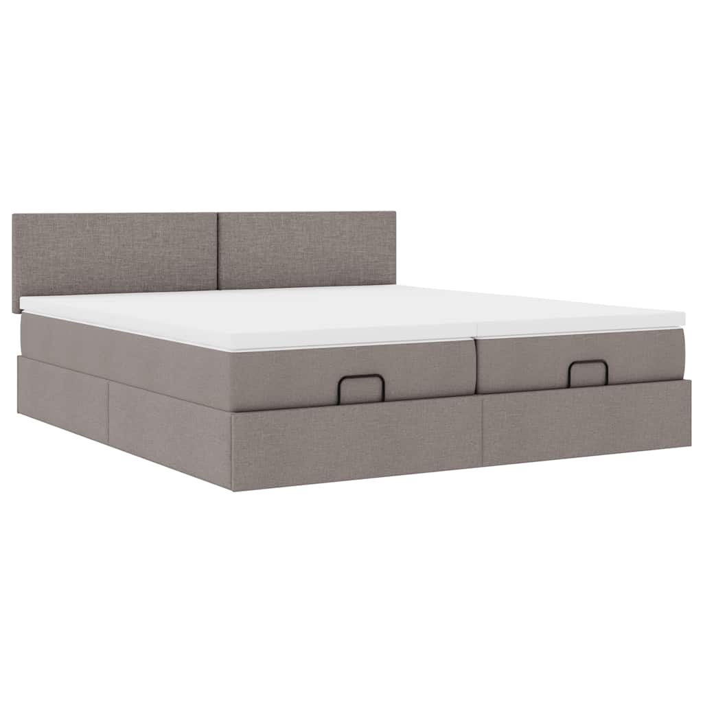 vidaXL Οθωμανικό κρεβάτι με στρώματα Taupe 200x200cm ύφασμα