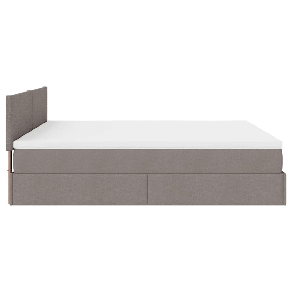 vidaXL Οθωμανικό κρεβάτι με στρώματα Taupe 200x200cm ύφασμα
