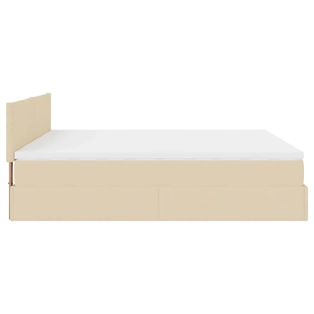 vidaXL Οθωμανικό Κρεβάτι με Στρώματα Κρέμα 200x200cm Ύφασμα