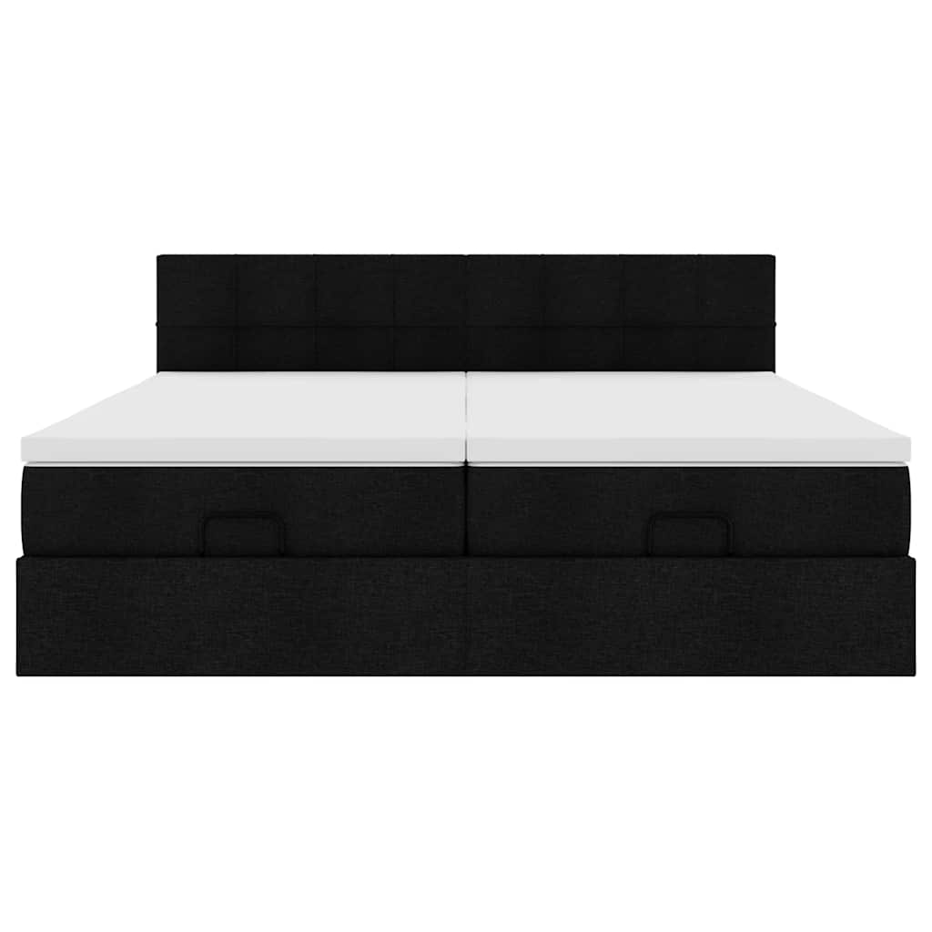 vidaXL Οθωμανικό κρεβάτι με στρώματα Μαύρο 160x200cm Ύφασμα