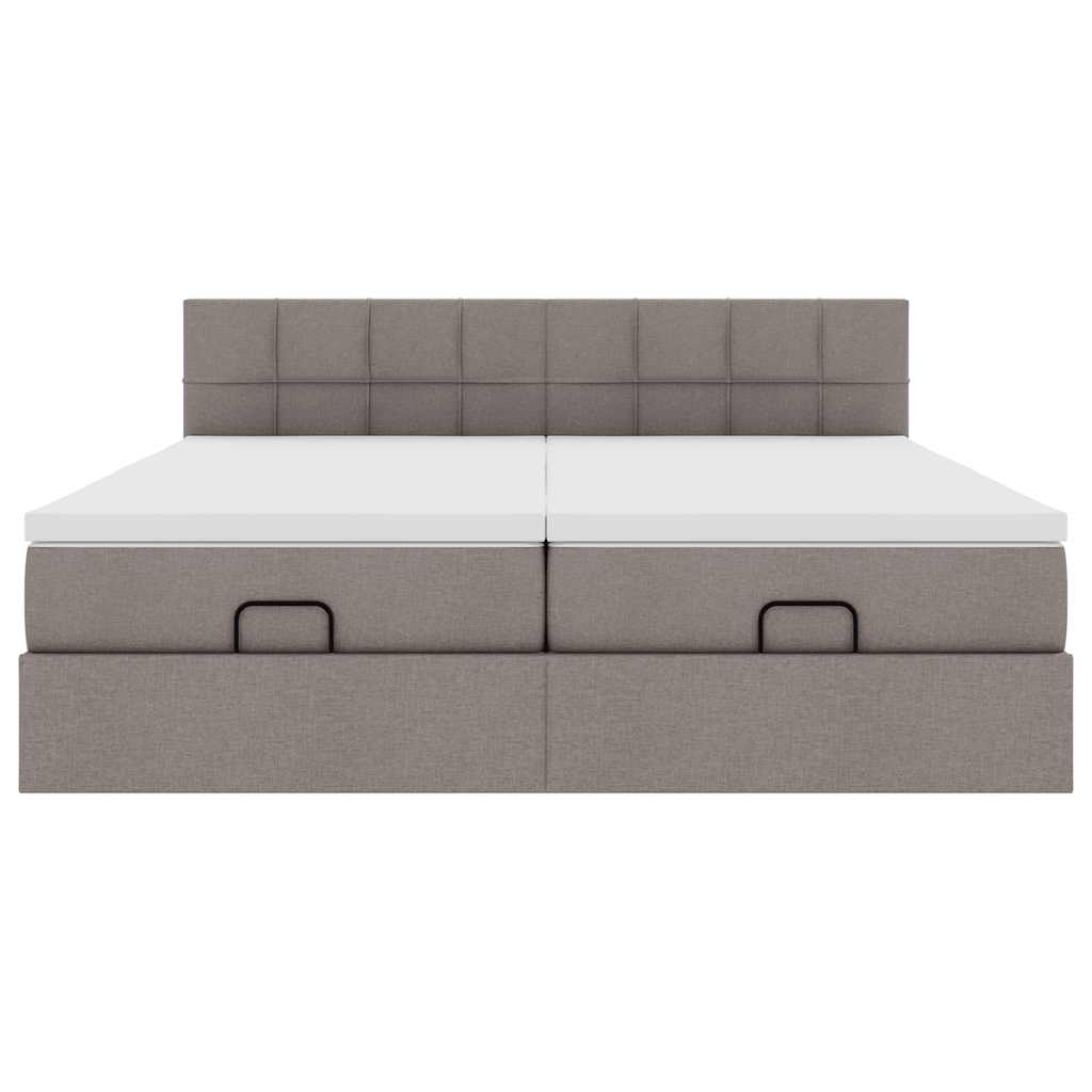 vidaXL Οθωμανικό κρεβάτι με στρώματα Taupe 160x200cm ύφασμα
