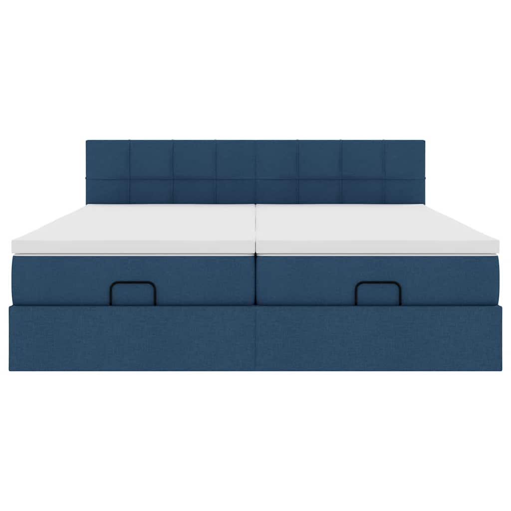 vidaXL Οθωμανικό κρεβάτι με στρώματα μπλε 160x200cm ύφασμα