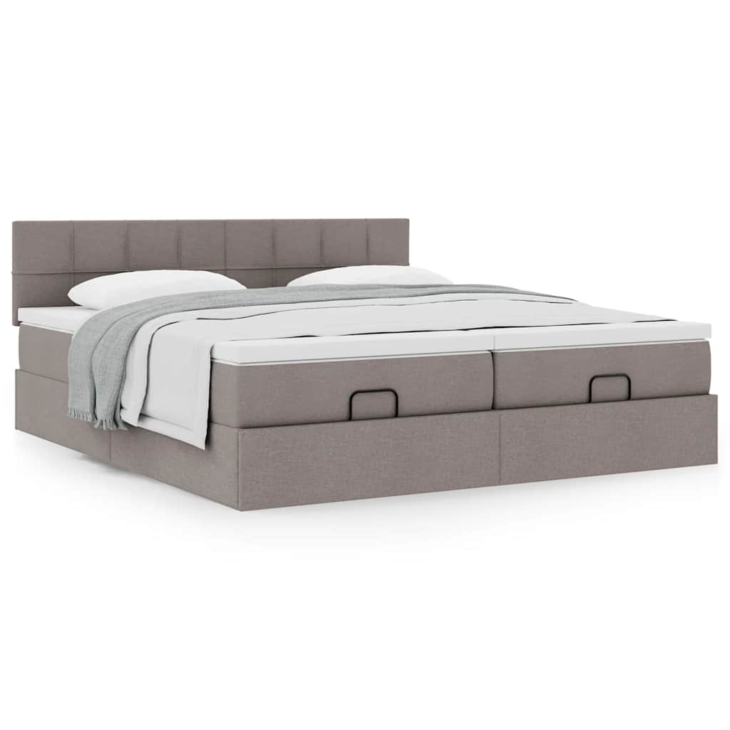 vidaXL Οθωμανικό κρεβάτι με στρώματα Taupe 180x200cm ύφασμα
