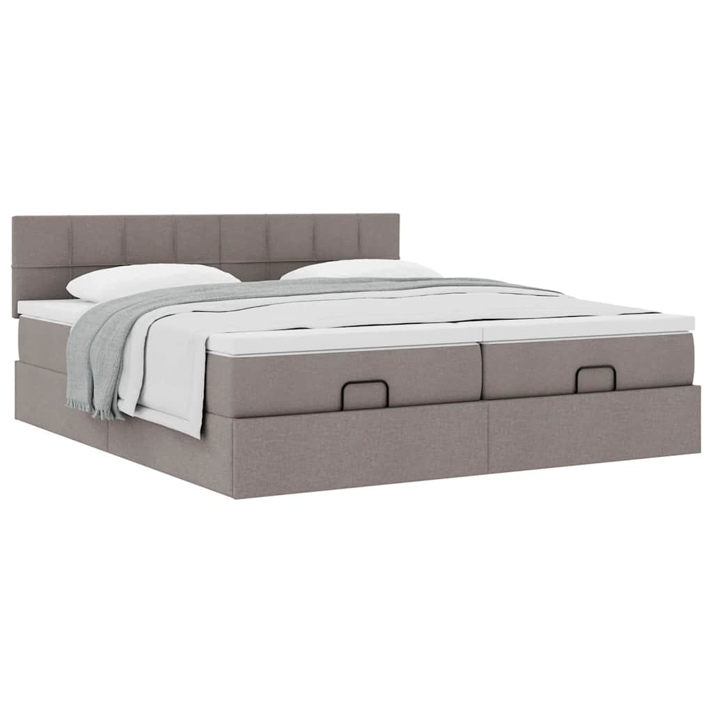 vidaXL Οθωμανικό κρεβάτι με στρώματα Taupe 180x200cm ύφασμα