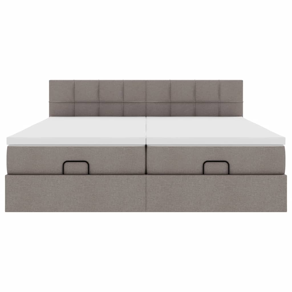 vidaXL Οθωμανικό κρεβάτι με στρώματα Taupe 180x200cm ύφασμα