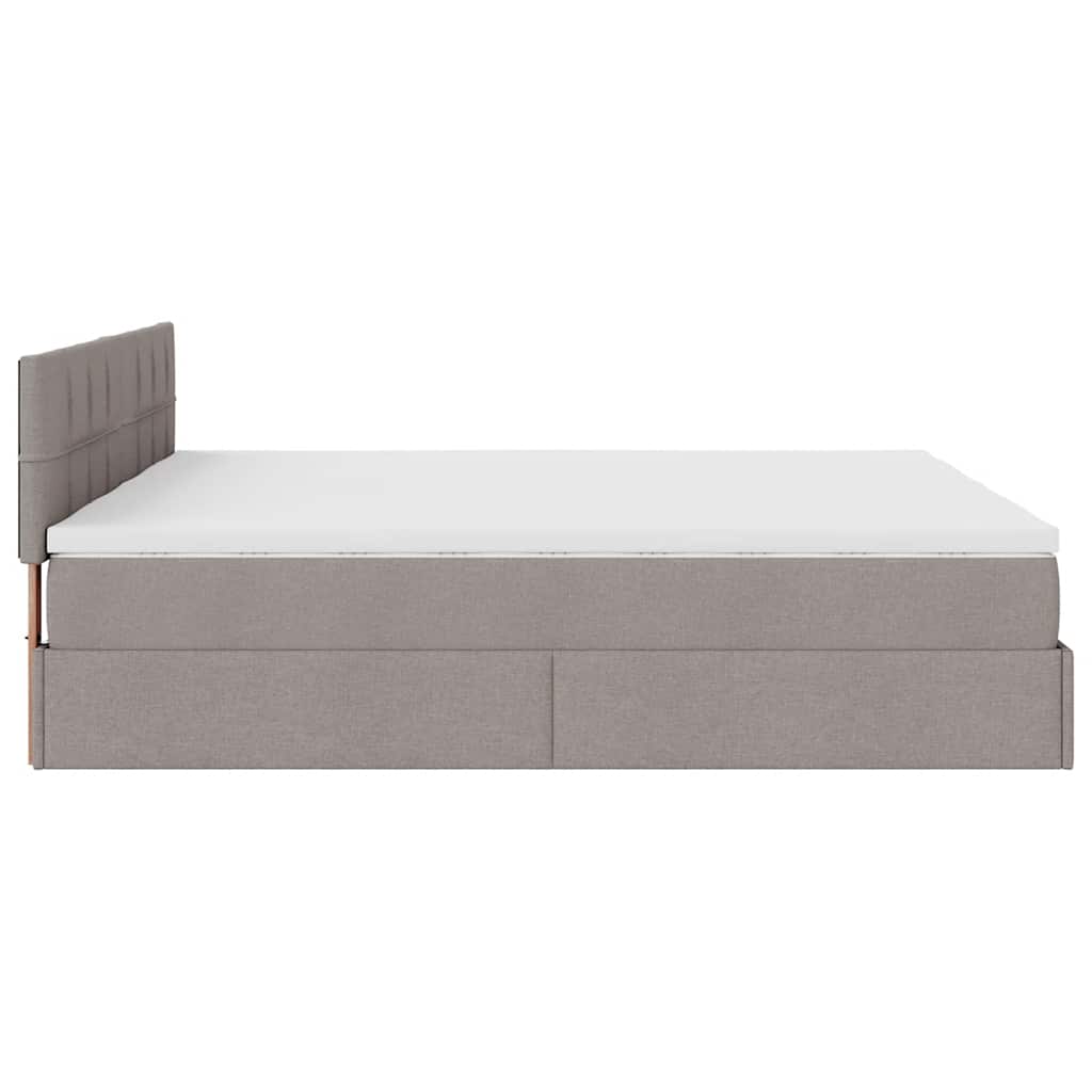 vidaXL Οθωμανικό κρεβάτι με στρώματα Taupe 200x200cm ύφασμα