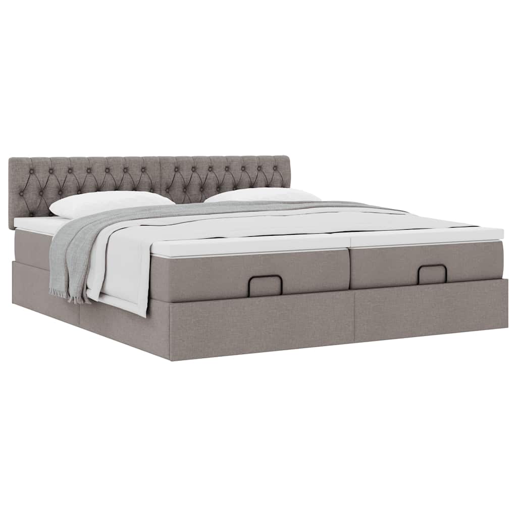 vidaXL Οθωμανικό κρεβάτι με στρώματα Taupe 160x200cm ύφασμα