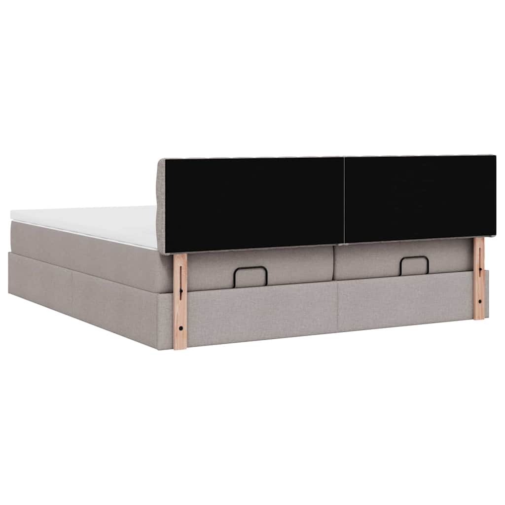 vidaXL Οθωμανικό κρεβάτι με στρώματα Taupe 160x200cm ύφασμα