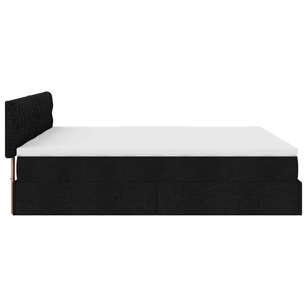 vidaXL Οθωμανικό κρεβάτι με στρώματα Μαύρο 180x200cm Ύφασμα