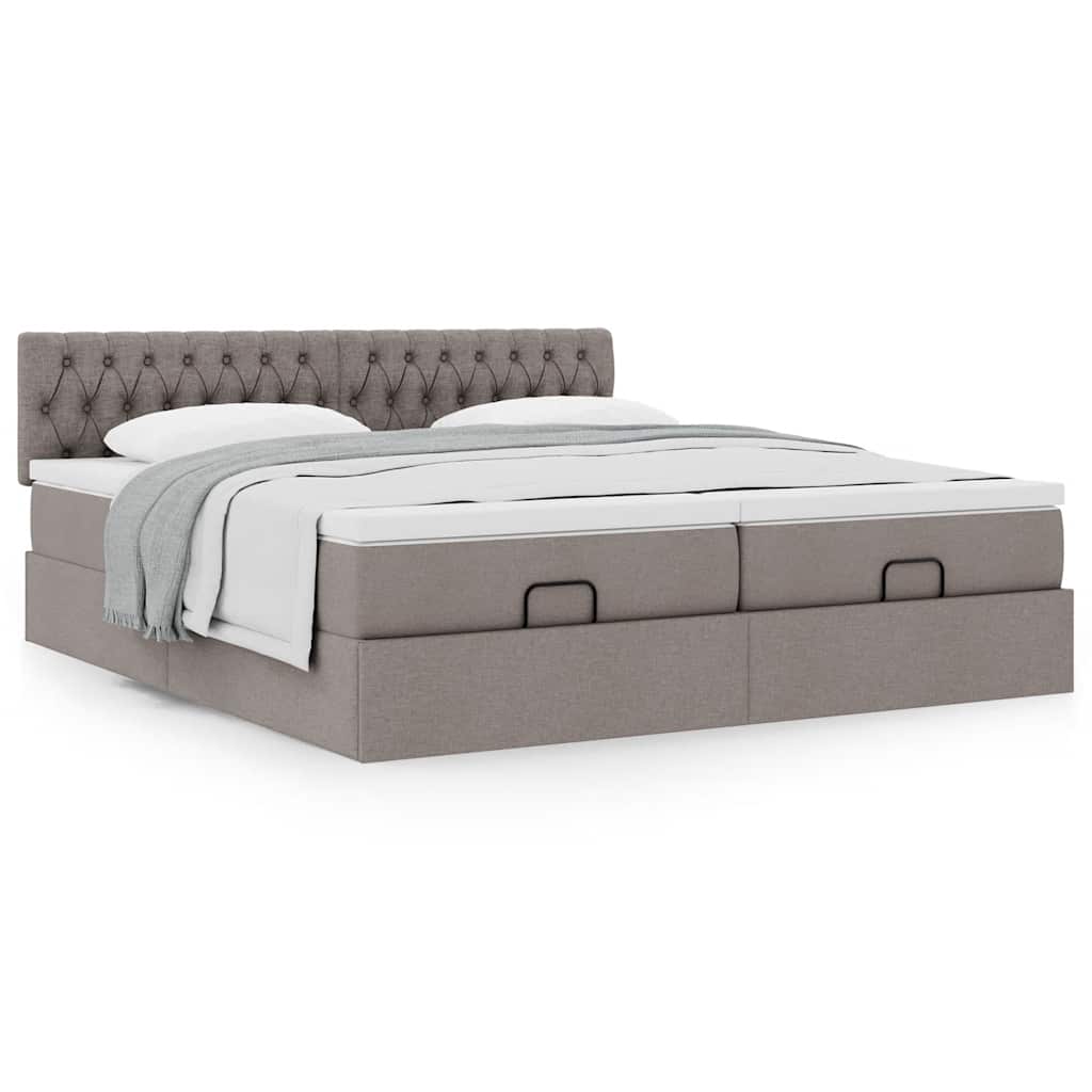 vidaXL Οθωμανικό κρεβάτι με στρώματα Taupe 180x200cm ύφασμα