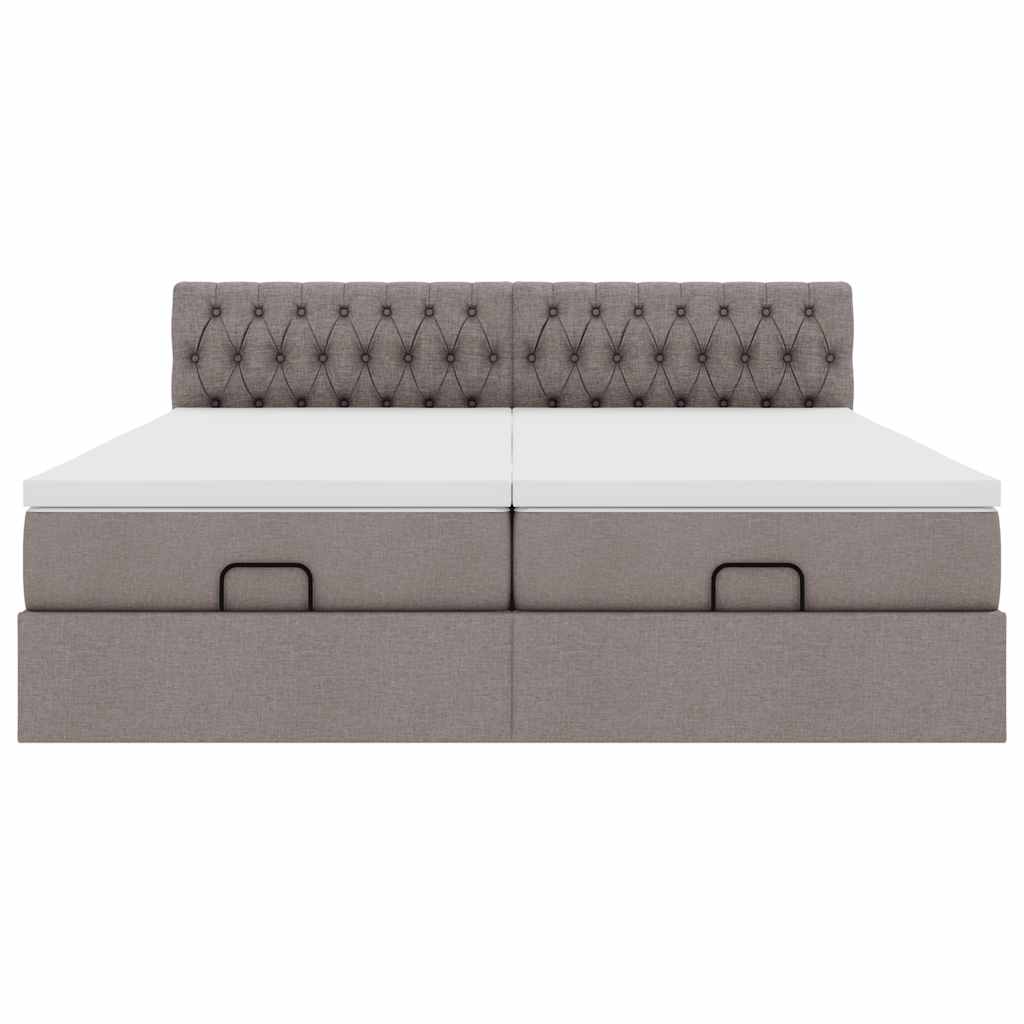 vidaXL Οθωμανικό κρεβάτι με στρώματα Taupe 180x200cm ύφασμα