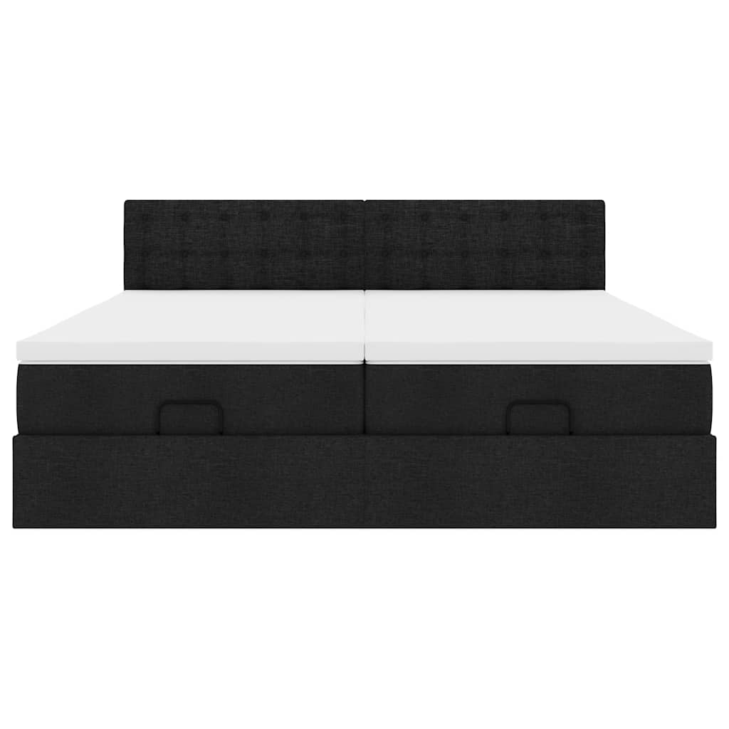 vidaXL Οθωμανικό κρεβάτι με στρώματα Μαύρο 160x200cm Ύφασμα