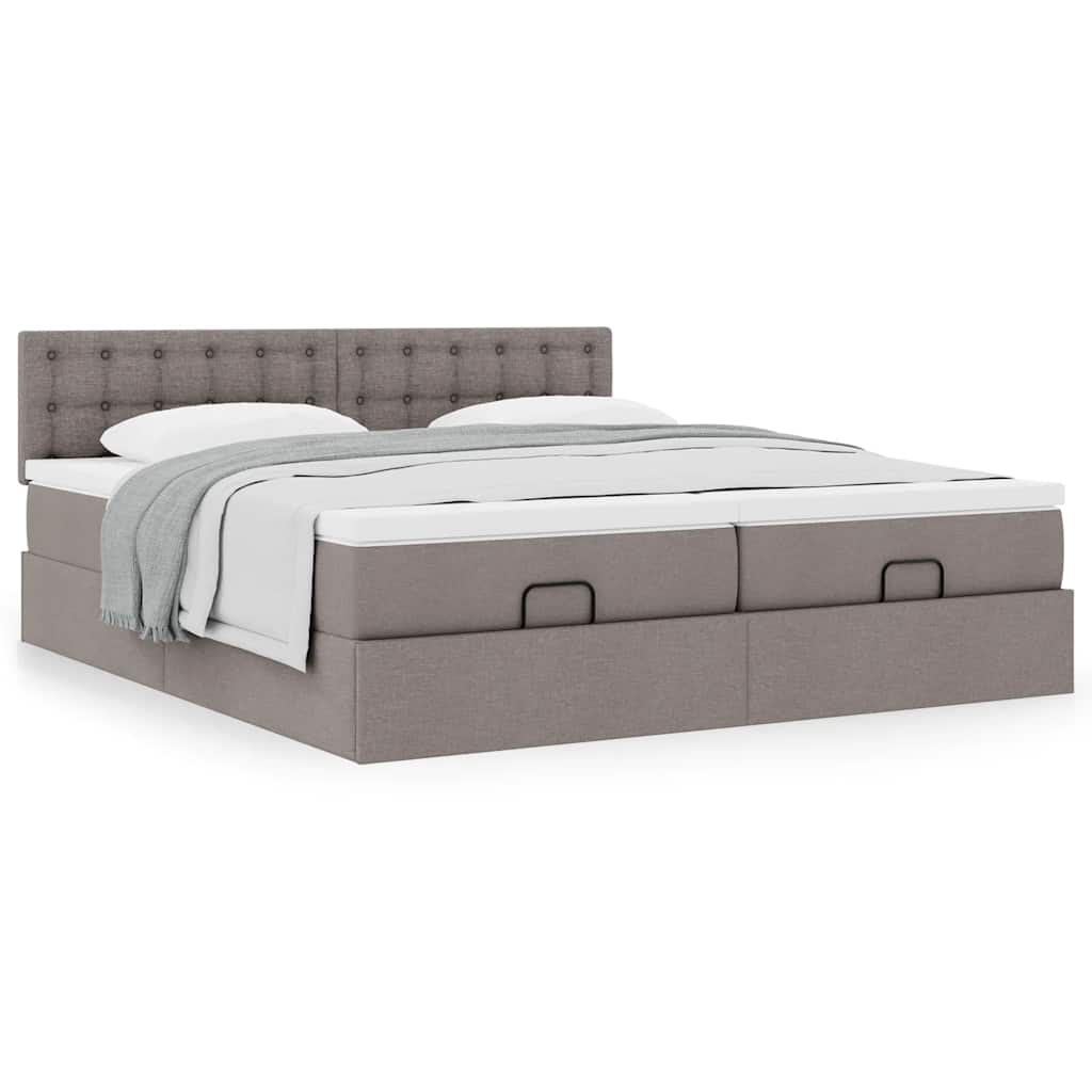 vidaXL Οθωμανικό κρεβάτι με στρώματα Taupe 160x200cm ύφασμα