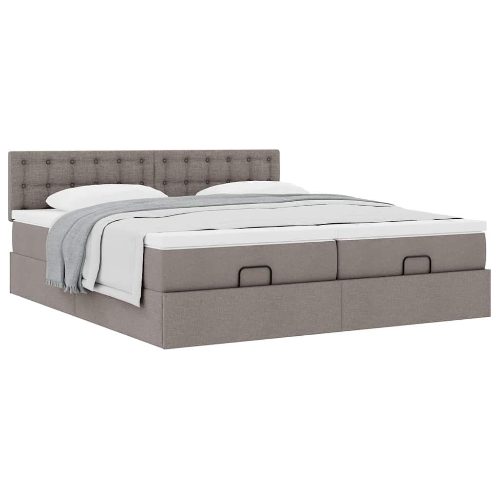 vidaXL Οθωμανικό κρεβάτι με στρώματα Taupe 160x200cm ύφασμα