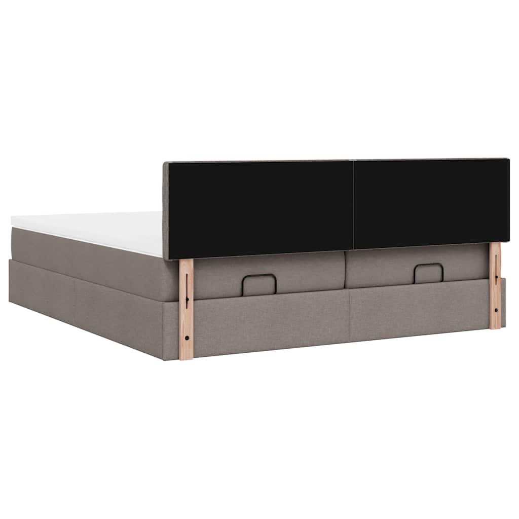 vidaXL Οθωμανικό κρεβάτι με στρώματα Taupe 160x200cm ύφασμα
