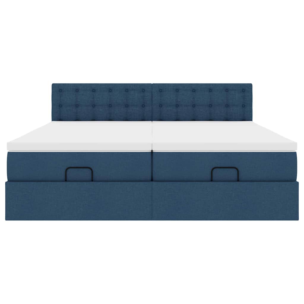 vidaXL Οθωμανικό κρεβάτι με στρώματα μπλε 160x200cm ύφασμα