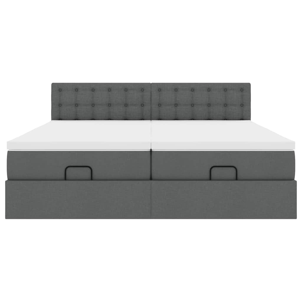 vidaXL Οθωμανικό κρεβάτι με στρώματα Σκούρο γκρι 180x200cm ύφασμα
