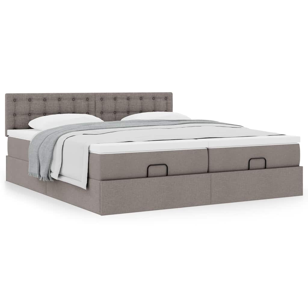 vidaXL Οθωμανικό κρεβάτι με στρώματα Taupe 180x200cm ύφασμα
