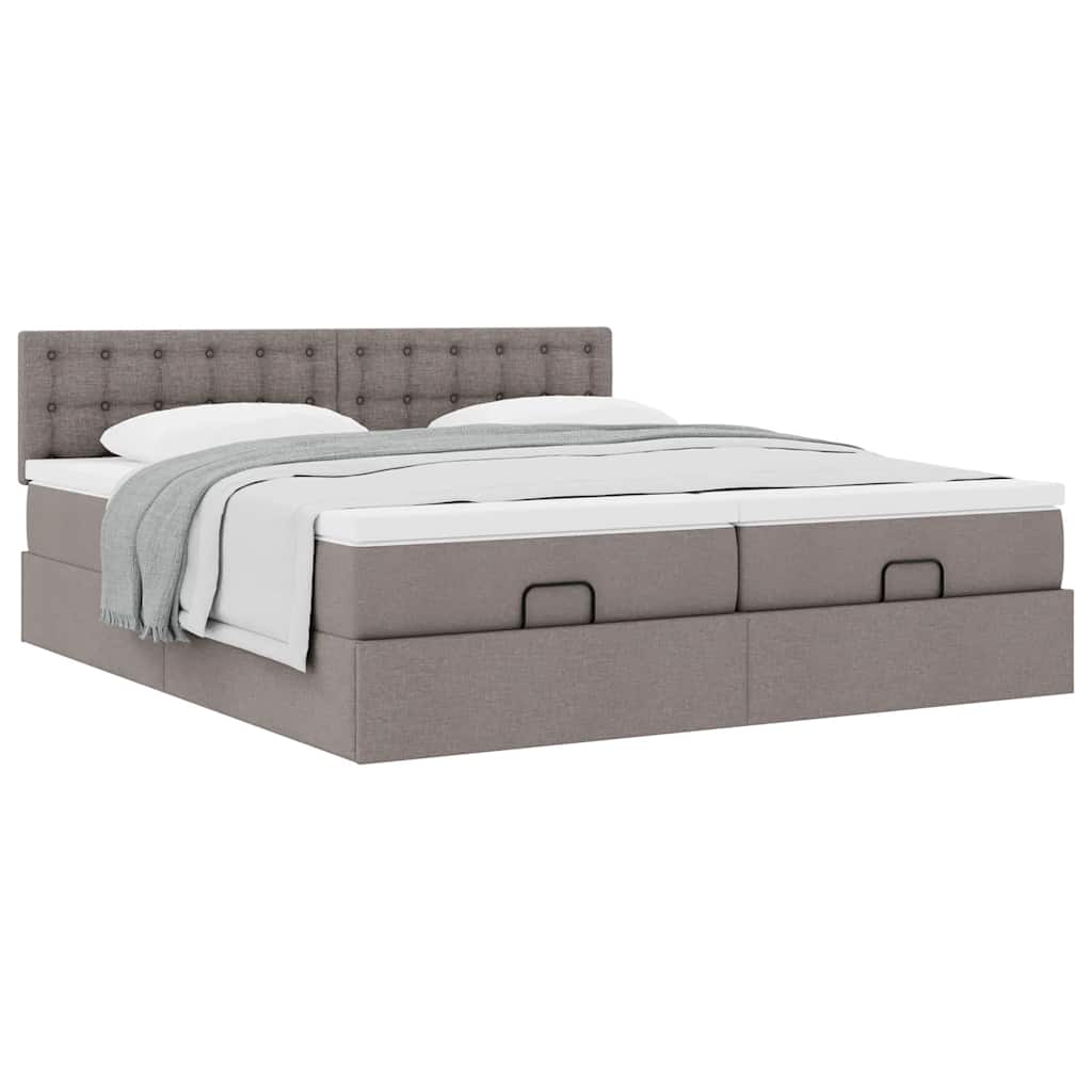vidaXL Οθωμανικό κρεβάτι με στρώματα Taupe 180x200cm ύφασμα