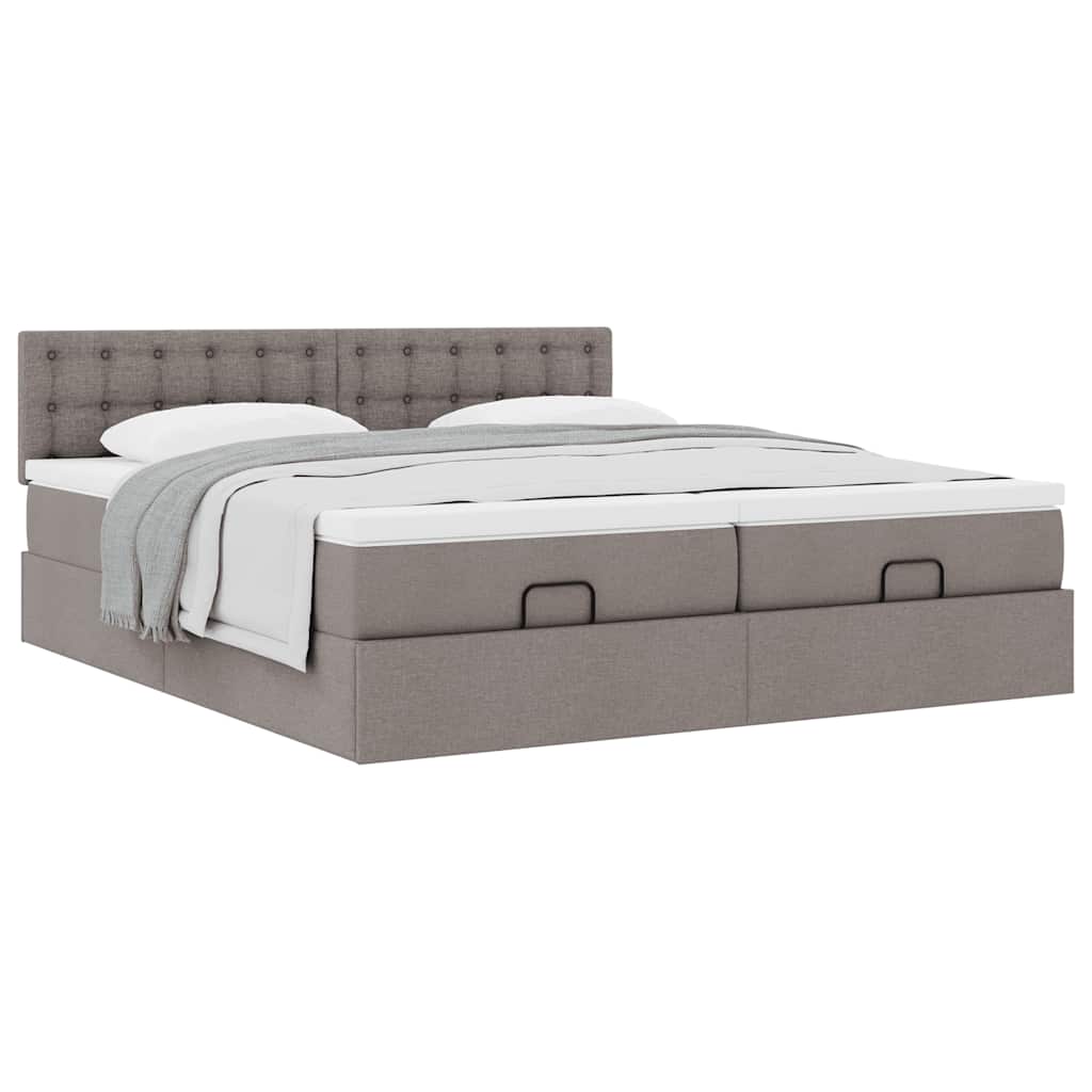 vidaXL Οθωμανικό κρεβάτι με στρώματα Taupe 200x200cm ύφασμα