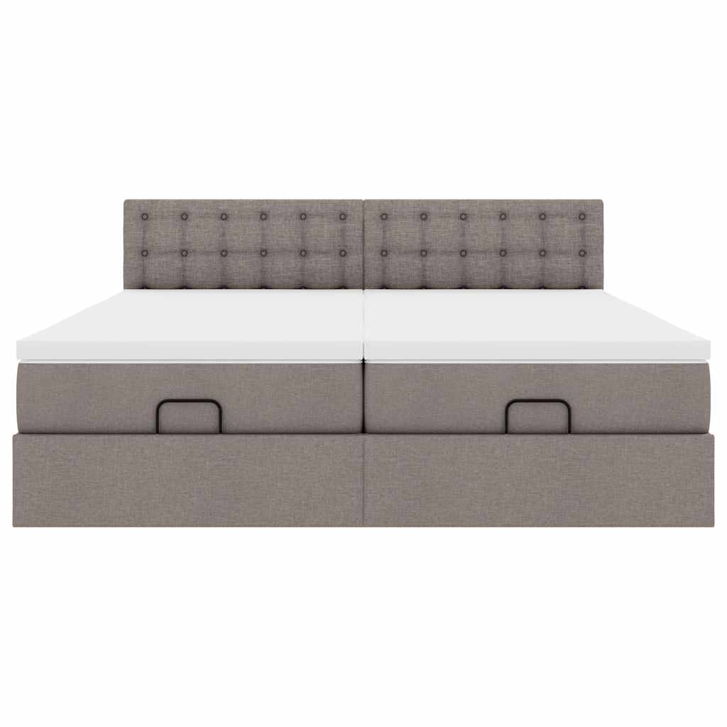 vidaXL Οθωμανικό κρεβάτι με στρώματα Taupe 200x200cm ύφασμα