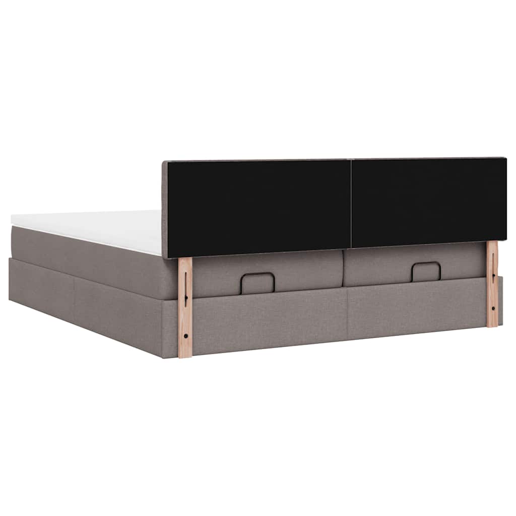 vidaXL Οθωμανικό κρεβάτι με στρώματα Taupe 200x200cm ύφασμα