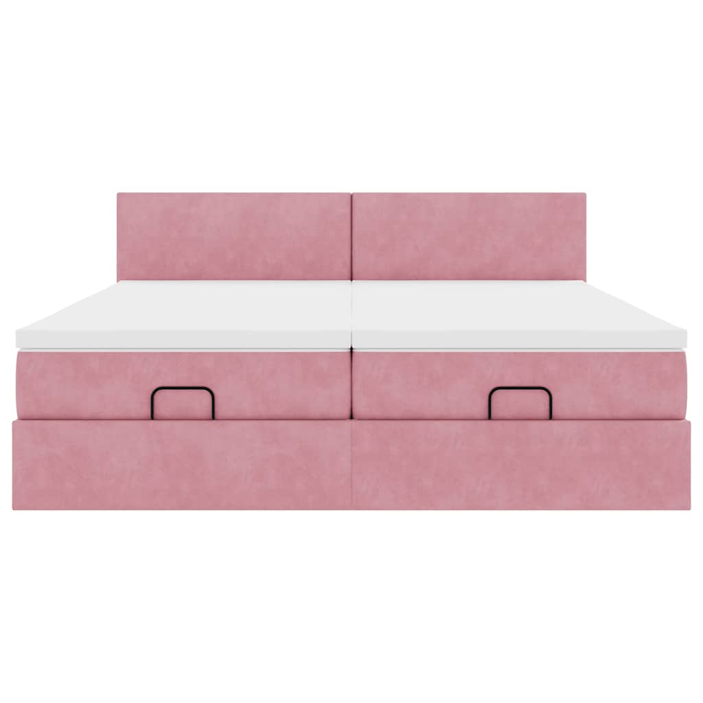 vidaXL Οθωμανικό κρεβάτι με στρώματα ροζ 160x200cm Velvet