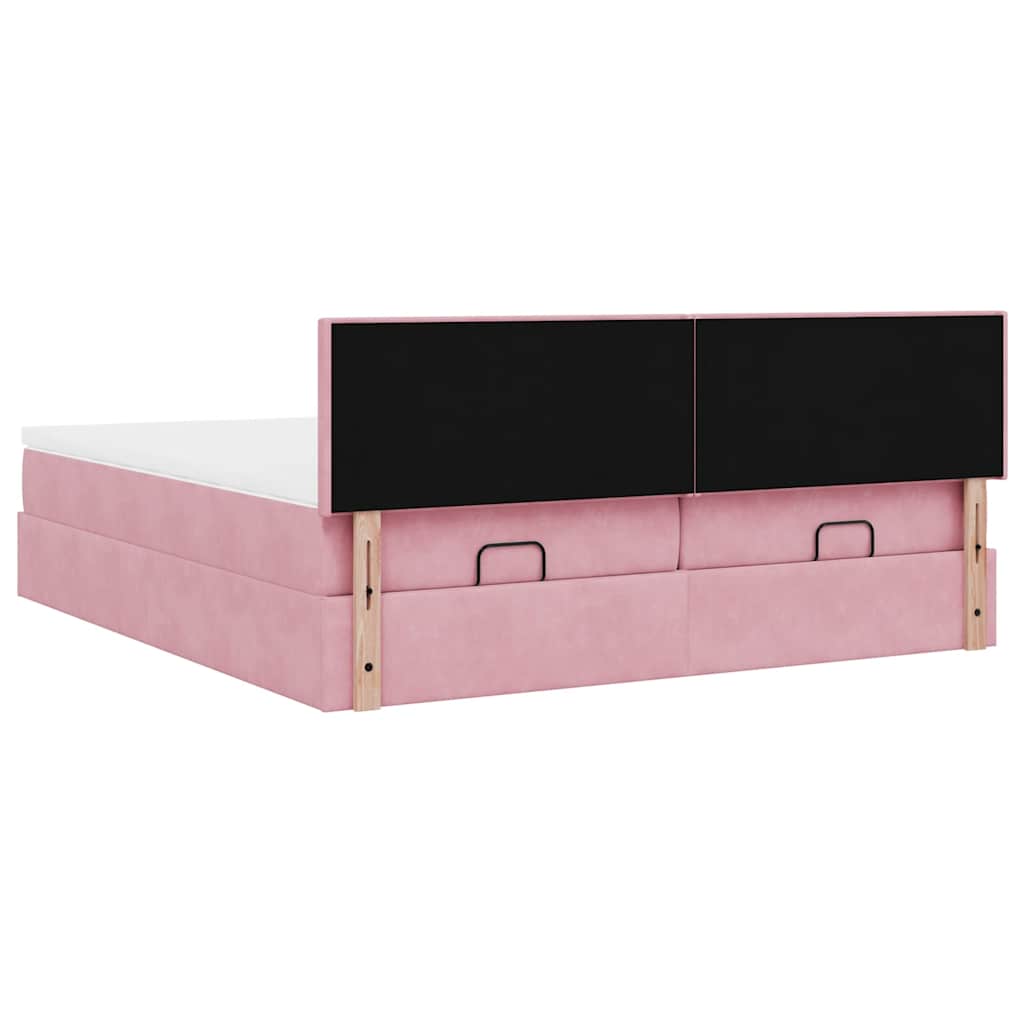vidaXL Οθωμανικό κρεβάτι με στρώματα ροζ 160x200cm Velvet