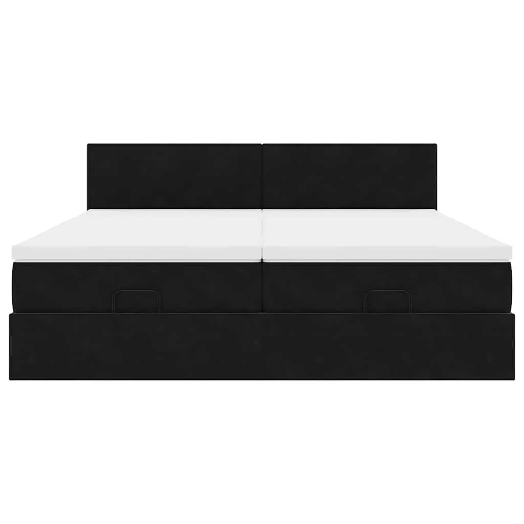 vidaXL Οθωμανικό κρεβάτι με στρώματα Μαύρο 200x200cm Velvet