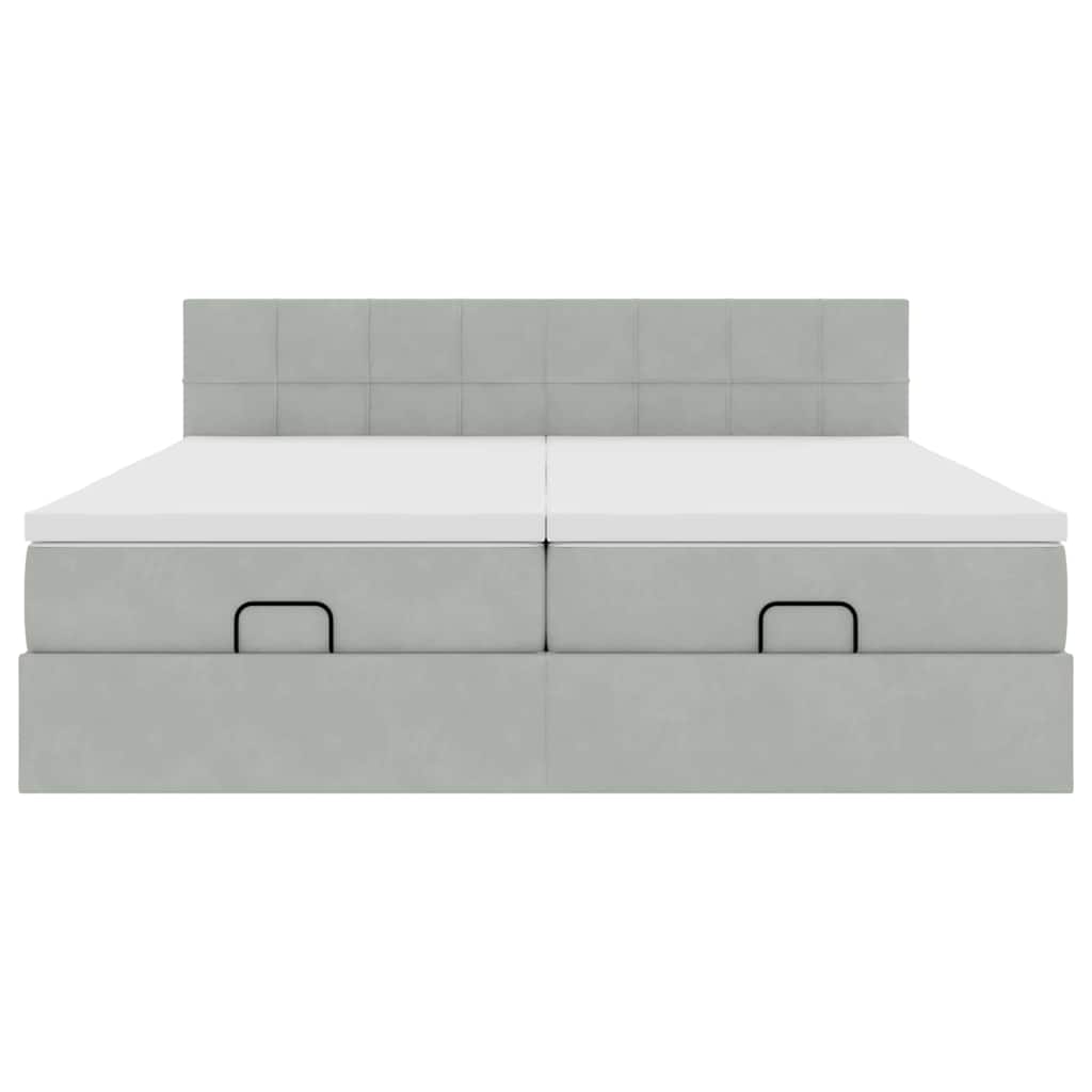 vidaXL Οθωμανικό κρεβάτι με στρώματα ανοιχτό γκρι 160x200cm Velvet
