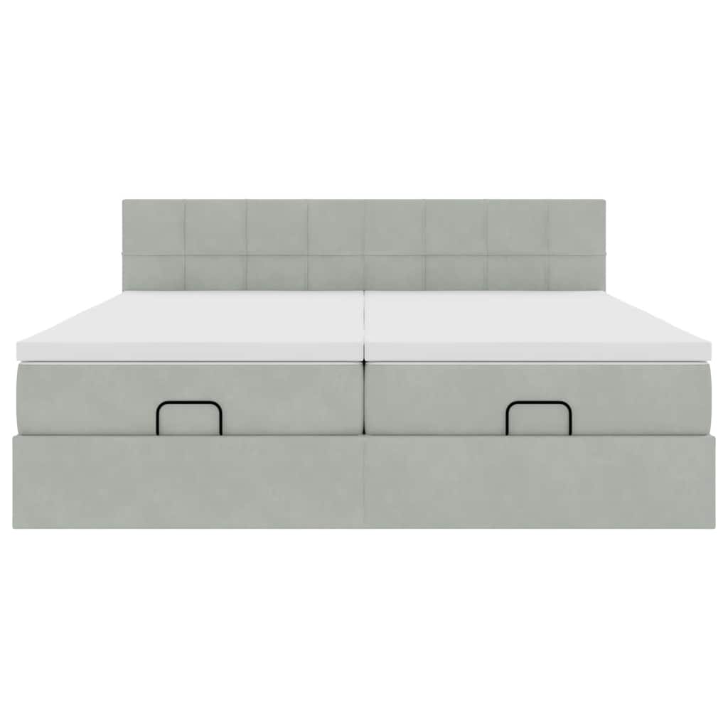 vidaXL Οθωμανικό κρεβάτι με στρώματα ανοιχτό γκρι 200x200cm Velvet