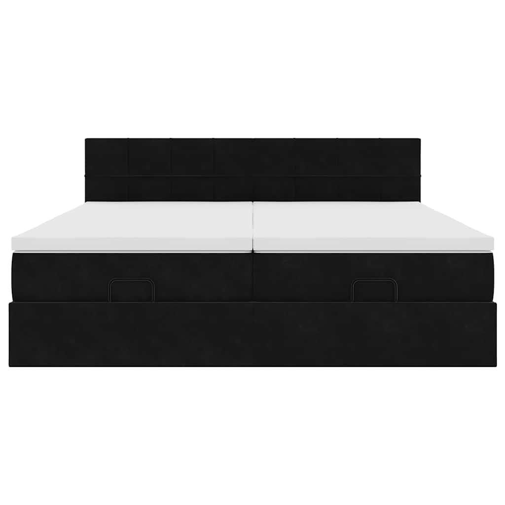 vidaXL Οθωμανικό κρεβάτι με στρώματα Μαύρο 200x200cm Velvet