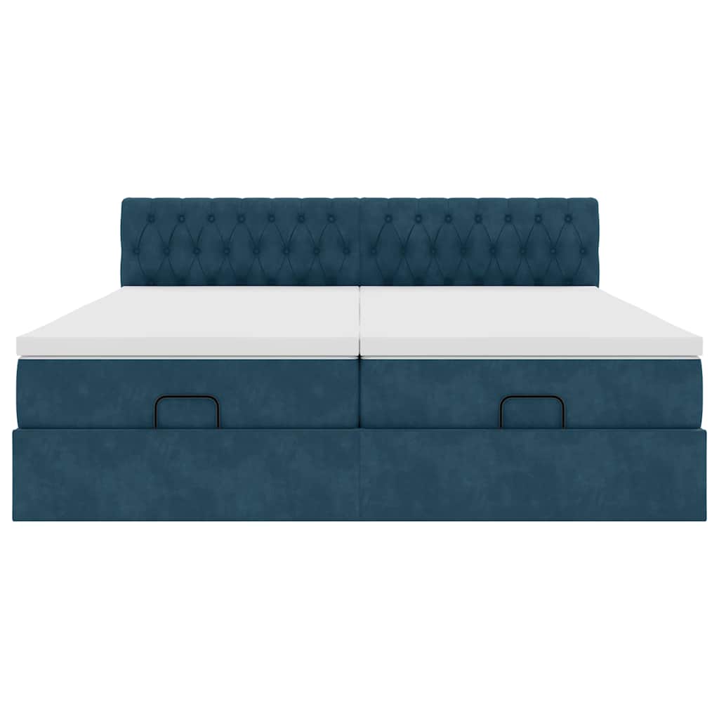 vidaXL Οθωμανικό κρεβάτι με στρώματα Σκούρο μπλε 180x200cm Velvet