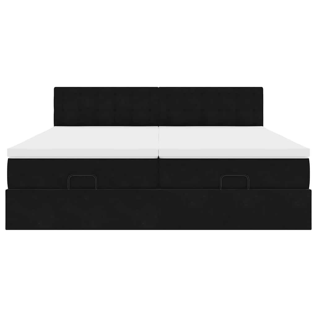 vidaXL Οθωμανικό κρεβάτι με στρώματα Μαύρο 160x200cm Velvet