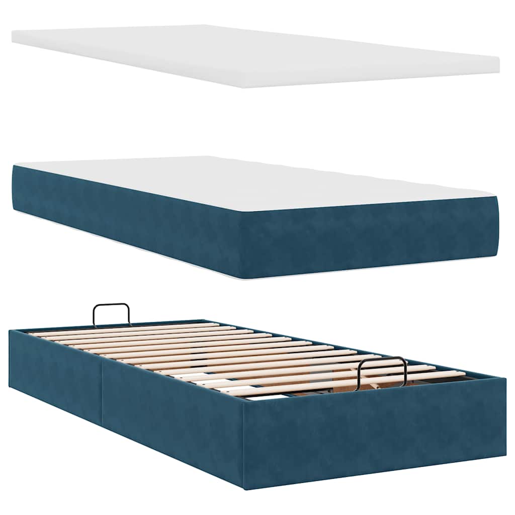 vidaXL Οθωμανικό κρεβάτι με στρώματα Σκούρο μπλε 160x200cm Velvet