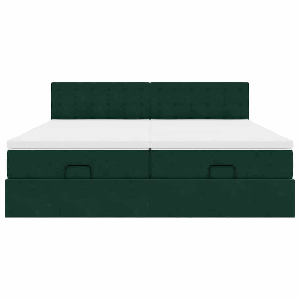 vidaXL Οθωμανικό κρεβάτι με στρώματα Σκούρο πράσινο 180x200cm Velvet