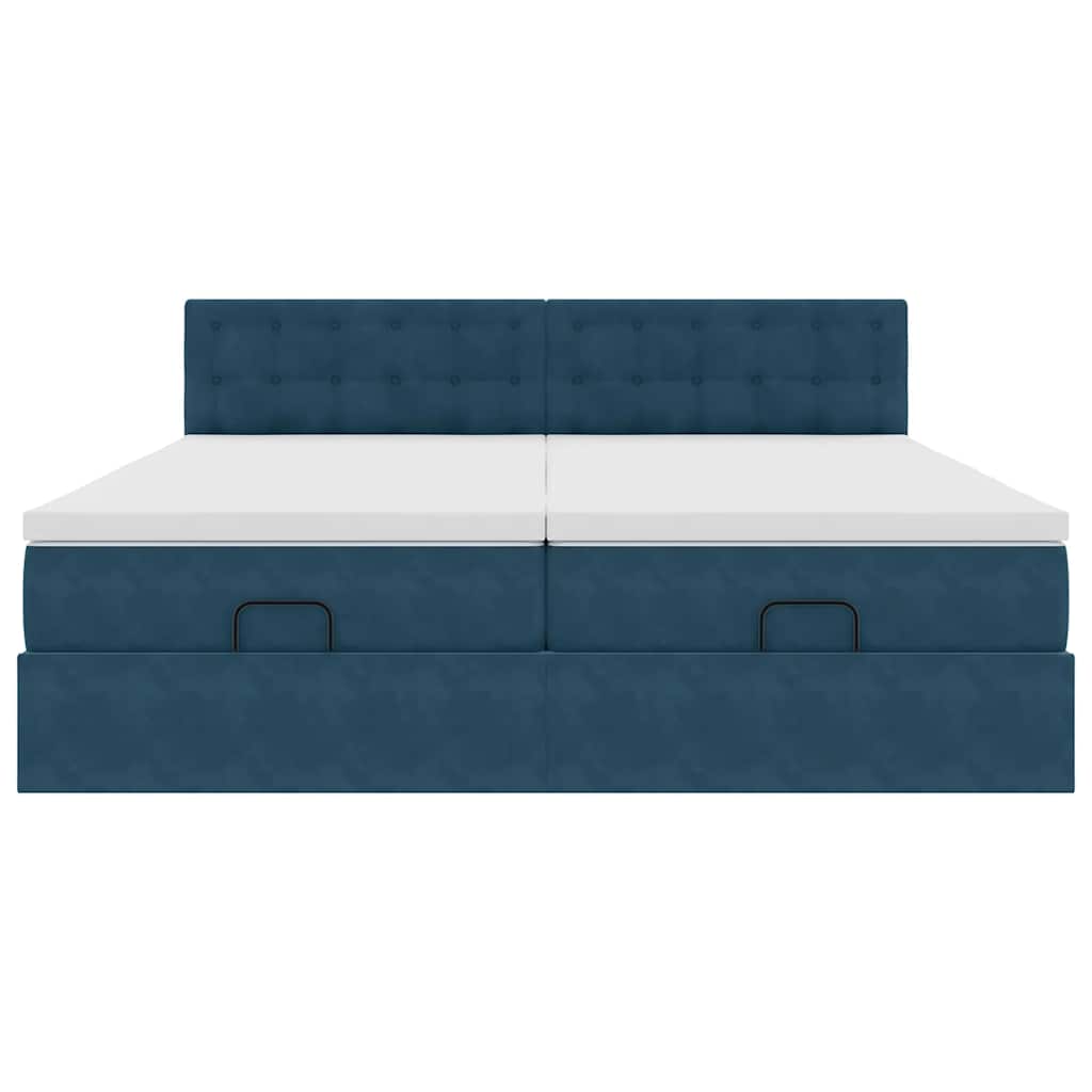 vidaXL Οθωμανικό κρεβάτι με στρώματα Σκούρο μπλε 180x200cm Velvet