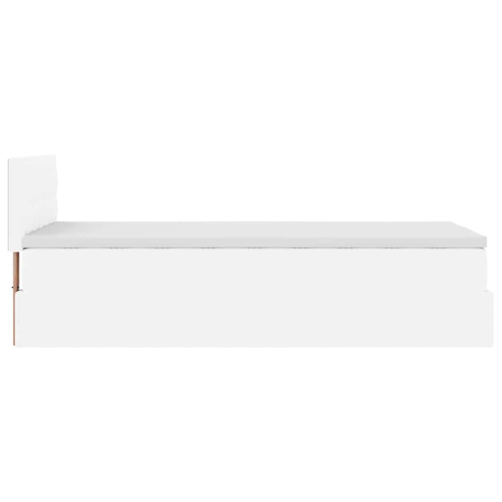 vidaXL Ottoman Κρεβάτι με στρώματα & LED Καθαρό Λευκό Faux Leather