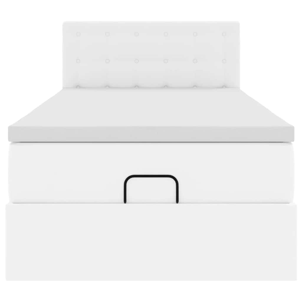 vidaXL Ottoman Κρεβάτι με στρώματα & LED Καθαρό Λευκό Faux Leather