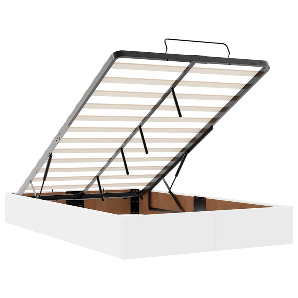 vidaXL Οθωμανικό κρεβάτι με στρώματα & LEDs Καθαρό λευκό Faux Leather