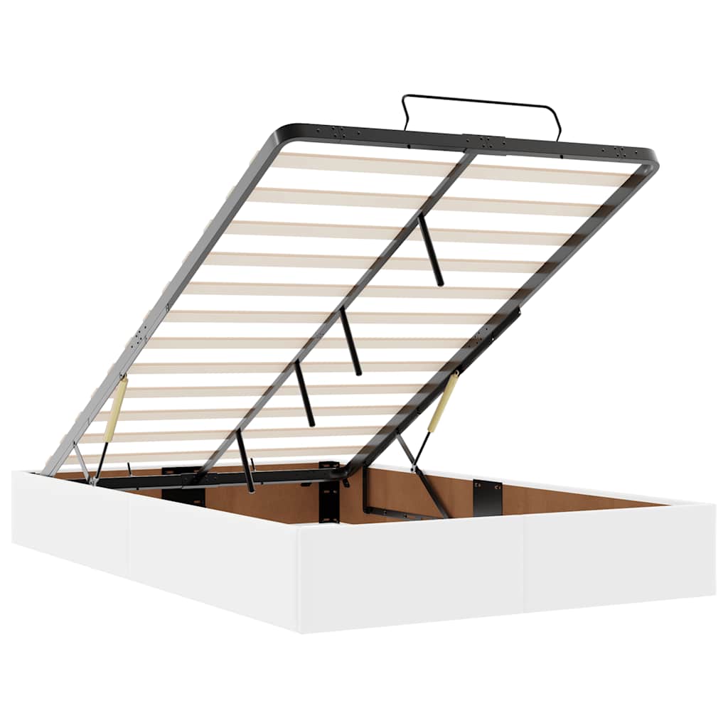 vidaXL Ottoman Κρεβάτι με στρώματα & LED Καθαρό Λευκό Faux Leather