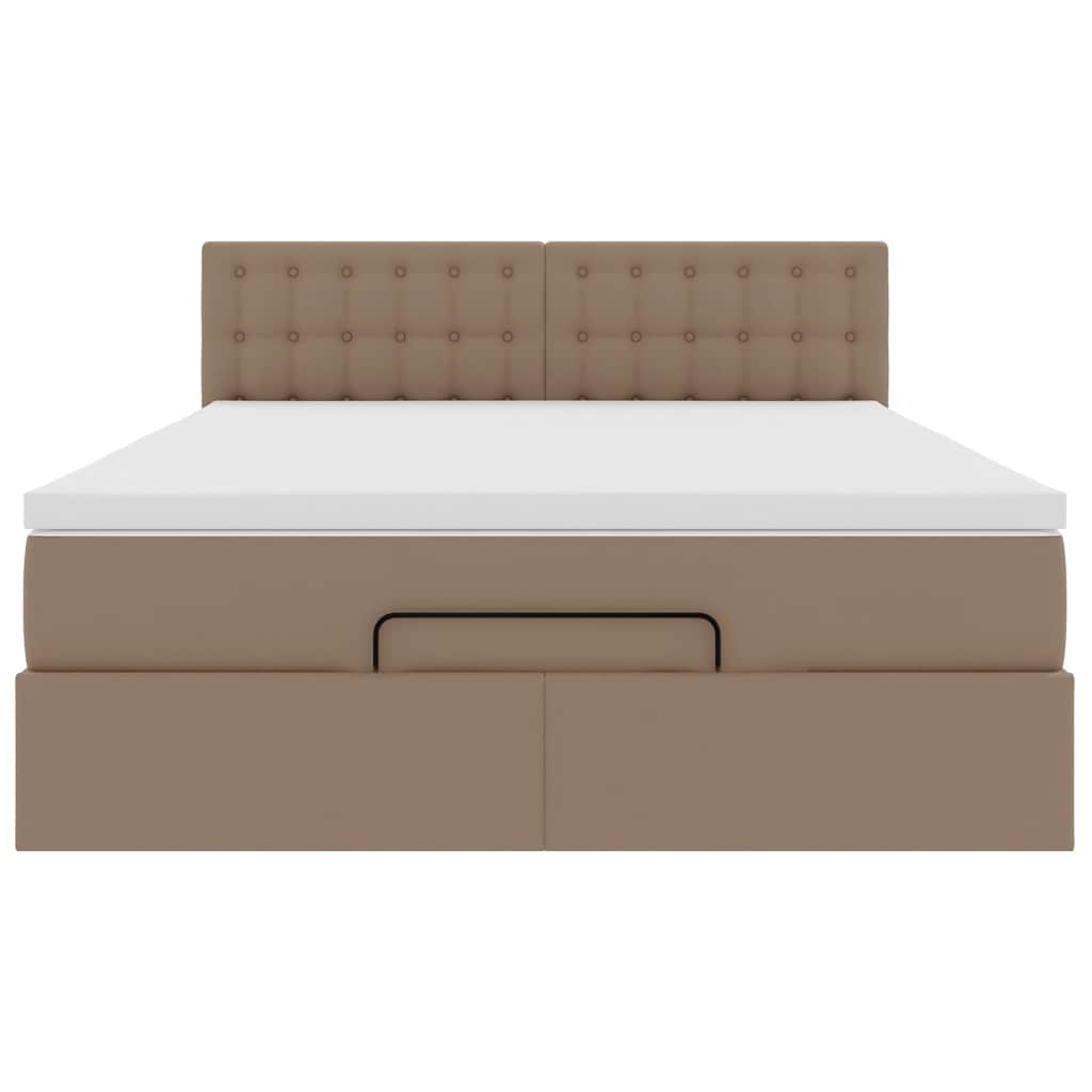 vidaXL Κρεβάτι-Μονό κρεβάτι με στρώματα και LED Cappuccino 140x190 εκ. από τεχνητό δέρμα