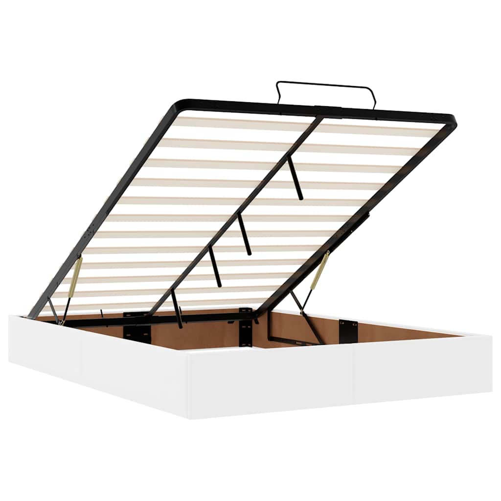 vidaXL Οθωμανικό κρεβάτι με στρώματα & LEDs Καθαρό λευκό Faux Leather